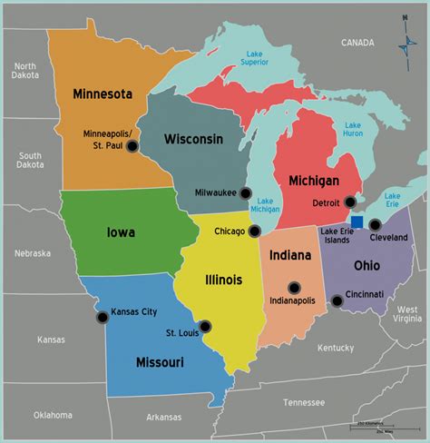 Printable Map Of The Midwest